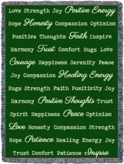 “Word Hugs” Green Tapestry Throw